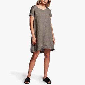 JAMES PERSE Linen Tunic Dress Gray Size 0 Short Sleeve Casual Everyday